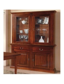 MOBILI 2G - SOGGIORNO COMPLETO LEGNO ARTE POVERA FINITURA BASSANO vista vetrina