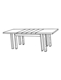 MOBILI 2G - Tavolo rettangolare allungabile in legno l.180 p.100 h.78 vista laterale aperto