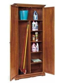 MOBILI 2G - ARMADIO STIPO IN LEGNO NOCE SCURO ARTE POVERA  87x40x192 VISTA FRONTALE APERTO
