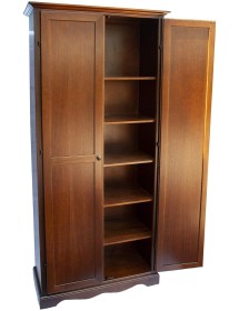 MOBILI 2G - ARMADIO STIPO IN LEGNO NOCE SCURO ARTE POVERA  87x40x192 VISTA FRONTALE APERTO