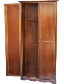 MOBILI 2G - ARMADIO STIPO IN LEGNO NOCE SCURO ARTE POVERA  87x40x192 VISTA FRONTALE APERTO