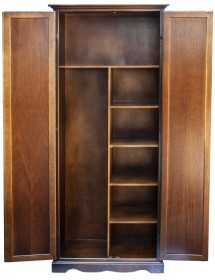 MOBILI 2G - ARMADIO STIPO IN LEGNO NOCE SCURO ARTE POVERA  87x40x192 VISTA FRONTALE APERTO