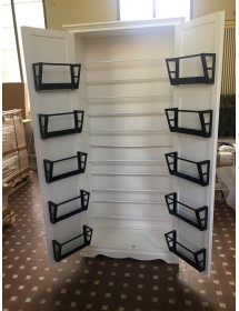 MOBILI 2G - ARMADIO PORTA SCARPE IN LEGNO BIANCO LACCATO cm 87x40x192H VISTA FRONTALE APERTO