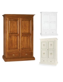 MOBILI 2G - Armadio 2 ante in legno arte povera noce biondo 125X60X200 vista frontale