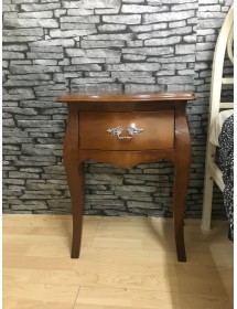 MOBILI 2G - Comodino classico bombato 1 cassetto tinta noce 50x30x60