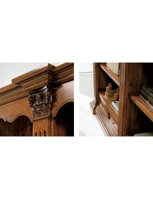MOBILI 2G - LIBRERIA IN LEGNO TINTA NOCE STILE CORINTIO 254x49x211 vista dettagli