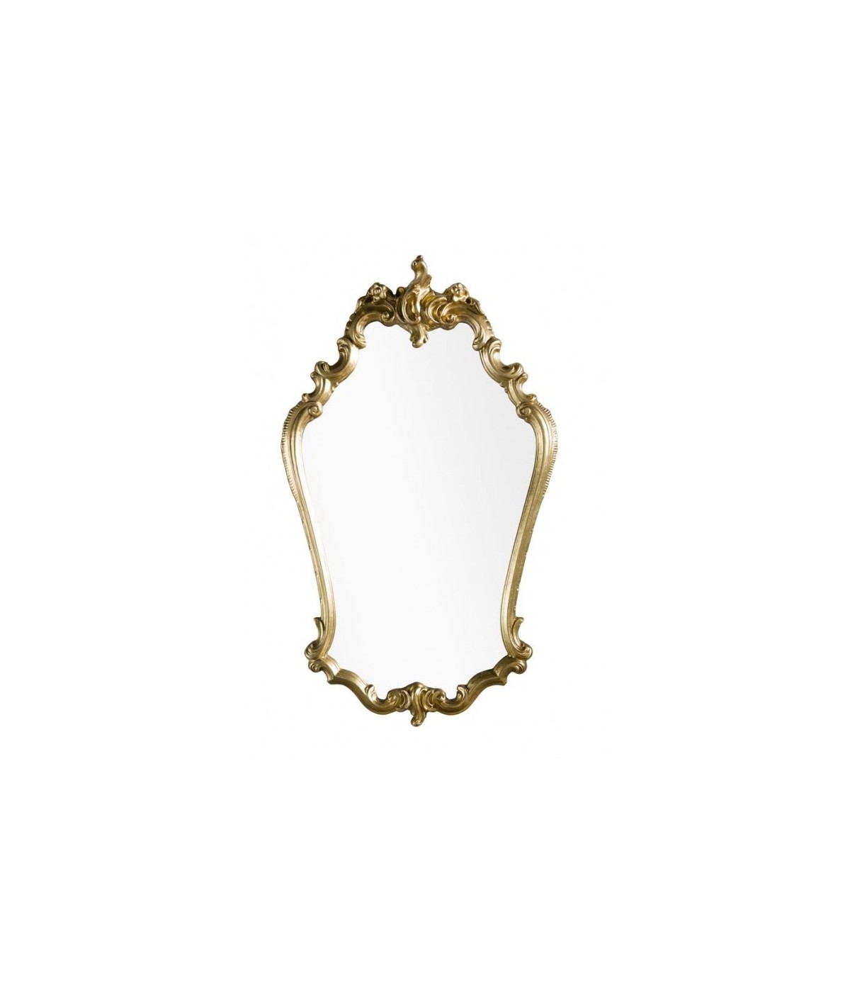 MOBILI2G - Specchiera in foglia oro sagomata con cimasa Misure: L.57 x H. 95 x P. 5
