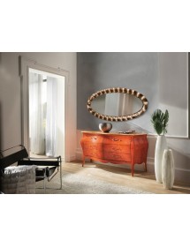 MOBILI 2G - COMÒ BOMBATO CLASSICO 6 CASSETTI ARANCIONE ORO 162x58 x85 VISTA FRONTALE