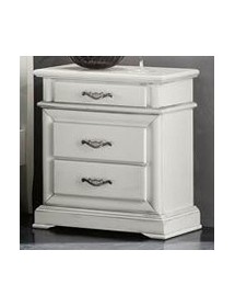 MOBILI 2G - COMODINO 3 CASSETTI LACCATO BIANCO L.57 P.38 H.66 vista frontale