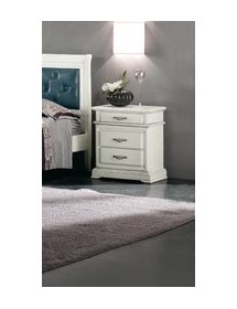 MOBILI 2G - COMODINO 3 CASSETTI LACCATO BIANCO L.57 P.38 H.66 vista frontale