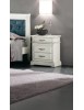 MOBILI 2G - COMODINO 3 CASSETTI LACCATO BIANCO L.57 P.38 H.66 vista frontale