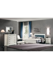 MOBILI 2G - COMODINO 3 CASSETTI LACCATO BIANCO L.57 P.38 H.66 vista completa