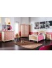 MOBILI 2G - CAMERETTA DA LETTO SINGOLO LEGNO MASSELLO COLORE ROSA vista completa