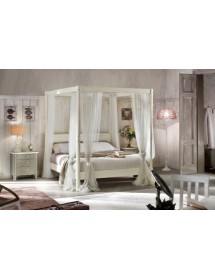 MOBILI 2G - LETTO MATRIMONIALE SHABBY A BALDACCHINO  179x213x210 vista frontale