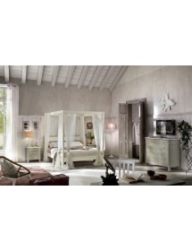 MOBILI 2G - LETTO MATRIMONIALE SHABBY A BALDACCHINO  179x213x210 vista frontale