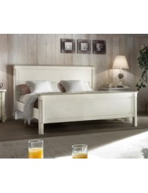 MOBILI 2G - CAMERA MATRIMONIALE SHABBY PROVENZALE IN LEGNO CON LETTO ARTE POVERA vista letto