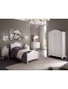MOBILI 2G - CAMERA DA LETTO COMPLETA COLORE BIANCA - LETTO SINGOLO VISTA COMPLETA