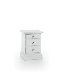 MOBILI 2G - COMODINO CLASSICO 3 CASSETTI SHABBY BIANCO 50x38x65 VISTA FRONTALE