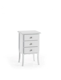 MOBILI 2G - COMODINO CLASSICO 3 CASSETTI SHABBY BIANCO  45X34x71 VISTA FRONTALE