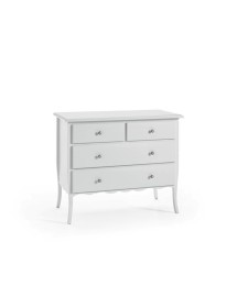 MOBILI 2G - COMÒ 4 CASSETTI CLASSICO BIANCO OPACO 112x52x91 vista laterale