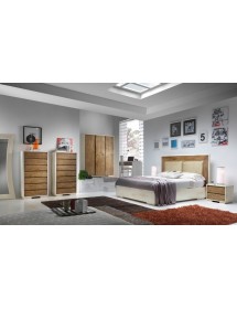 MOBILI 2G - COMODINO IN LEGNO MASSELLO SHABBY 2 CASSETTI BICOLORE