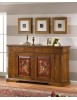 MOBILI 2G - Madia Credenza in legno 4 porte noce antico con decori 201x 52 x114 vista frontale