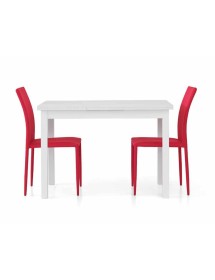 MOBILI 2G - Tavolo allungabile moderno bianco frassinato l. 110 x70 h.76 vista laterale