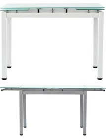 MOBILI 2G - TAVOLO DA PRANZO PIANO IN VETRO ALLUNGABILE 110x70 H 76 vista laterale
