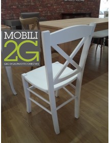 MOBILI 2G - SET 2 SEDIE SHABBY IN FAGGIO LACCATA BIANCA CON SEDUTA IN LEGNO DI FAGGIO vista frontale