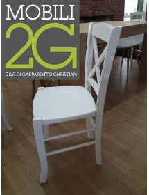 MOBILI 2G - SET 2 SEDIE SHABBY IN FAGGIO LACCATA BIANCA CON SEDUTA IN LEGNO DI FAGGIO vista frontale
