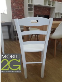MOBILI 2G - SET 2 SEDIE SHABBY IMPUGNATURA LEGNO LACCATO BIANCO vista schienale