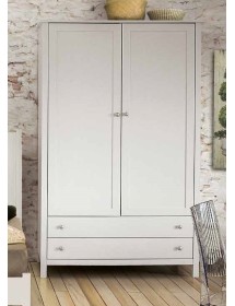 MOBILI 2G - ARMADIO MODERNO 2 ANTE LEGNO SHABBY BIANCO 125X61X200 VISTA FRONTALE