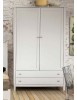 MOBILI 2G - ARMADIO MODERNO 2 ANTE LEGNO SHABBY BIANCO 125X61X200 VISTA FRONTALE