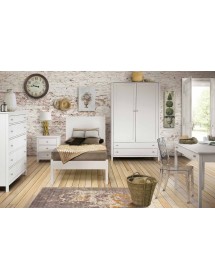 MOBILI 2G - ARMADIO MODERNO 2 ANTE LEGNO SHABBY BIANCO 125X61X200 VISTA COMPLETA