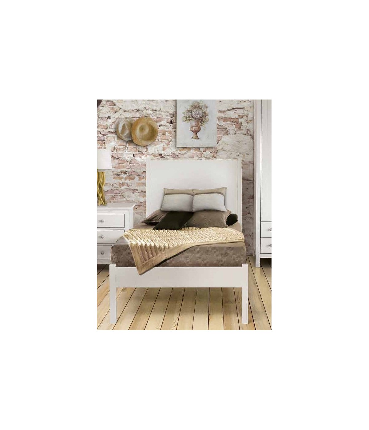 MOBILI 2G - LETTO SCHABBY CHIC SINGOLO 100 X 212 X 115 H VISTA FRONTALE