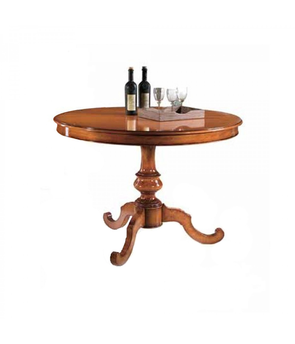 MOBILI 2G - TAVOLO ROTONDO FINITURA BASSANO ALLUNGABILE 100 NOCE VISTA FRONTALE