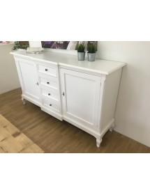 MOBILI 2G - Madia Credenza legno 2 Porte 4 Cassetti bianco 201 x 52 H 113 vista laterale