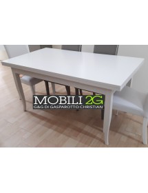 MOBILI 2G - TAVOLO CON ALLUNGHE 180X90 BIANCO OPACO VISTA FRONTALE