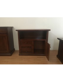 MOBILI 2G - PORTA TV IN LEGNO ARTE POVERA TINTA NOCE 86x38x75 VISTA FRONTALE APERTA