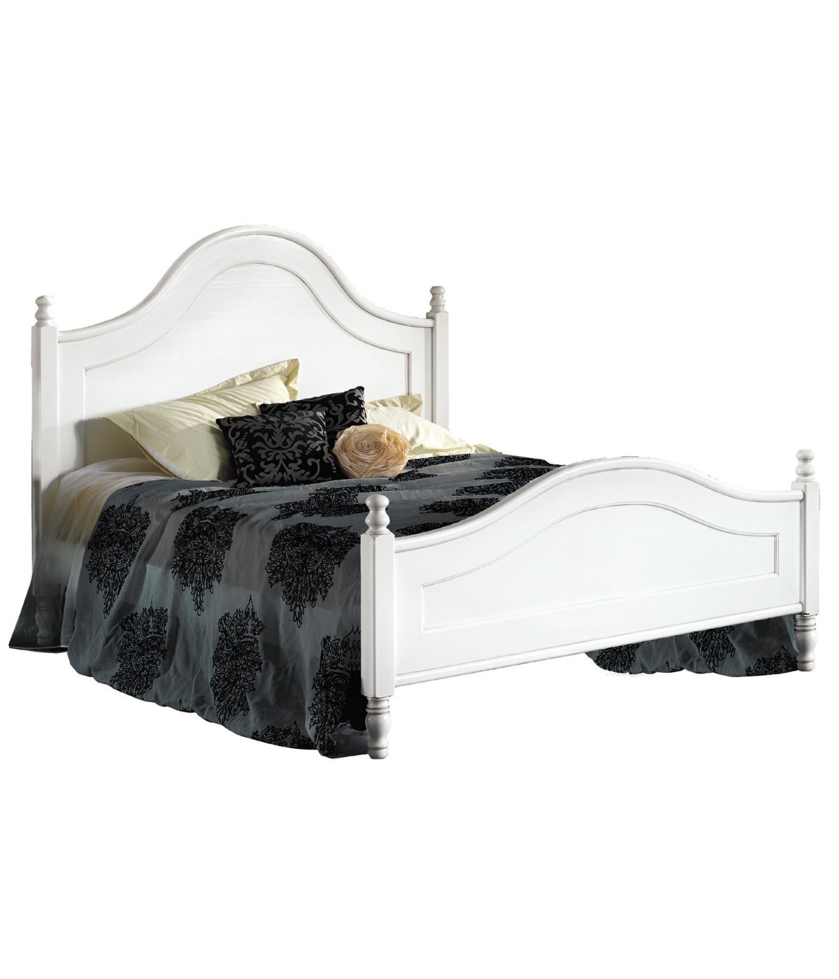 MOBILI 2G - LETTO MATRIMONIALE LACCATO BIANCO OPACO 174X216X148 VISTA FRONTALE