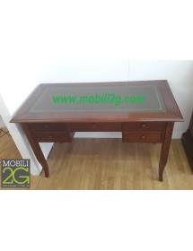 MOBILI 2G - SCRITTOIO SCRIVANIA CON INSERTO PELLE FINITURA NOCE cm 150x74x81H VISTA FRONTALE