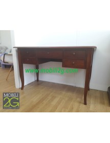 MOBILI 2G - SCRITTOIO SCRIVANIA CON INSERTO PELLE FINITURA NOCE cm 150x74x81H VISTA FRONTALE