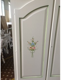 MOBILI 2G - ARMADIO SHABBY 2 ANTE IN LEGNO DECORATO 125x61X200 vista frontale vista anta con disegni