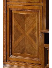 MOBILI 2G - PARETE ATTREZZATA IN LEGNO TINTA BASSANO L.230 P.57 H. 235 VISTA COLORE E INCISIONE ANTA