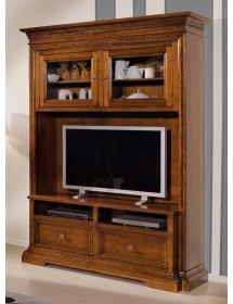 MOBILI 2G - PARETE ATTREZZATA IN LEGNO TINTA NOCE L.168 P.57 H. 235 VISTA FRONTALE