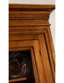 MOBILI 2G - PARETE ATTREZZATA IN LEGNO NOCE BASSANO L.230 P.57 H. 235 vista frontale anta e cappello