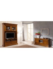 MOBILI 2G - PORTA TV IN LEGNO 2 ANTE SCORREVOLI NOCE BASSANO L.169 P.53 H.75 vista frontale completa
