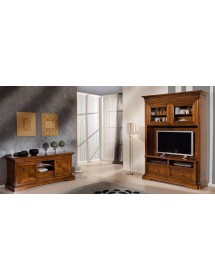 MOBILI 2G - PORTA TV IN LEGNO 2 ANTE SCORREVOLI ARTE POVERA NOCE BASSANO L.169 P.53 H.75 vista completa