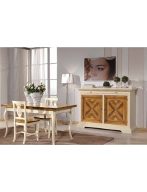 MOBILI 2G - MADIA CREDENZA 2 ANTE  IN LEGNO AVORIO/NOCE  L.160 P.53 H. 115 VISTA FRONTALE COMPLETA