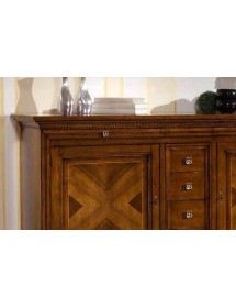 MOBILI 2G - MADIA CREDENZA 2 ANTE 6 CASSETTI NOCE BASSANO L.210 P.53 H. 115 vista cassetti